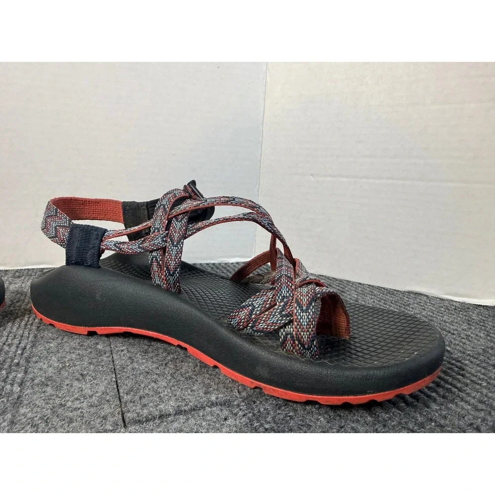Chaco Z Cloud 2 Sandals Womens 8 Blue Orange Chevron Strappy Toe Loop Hiking